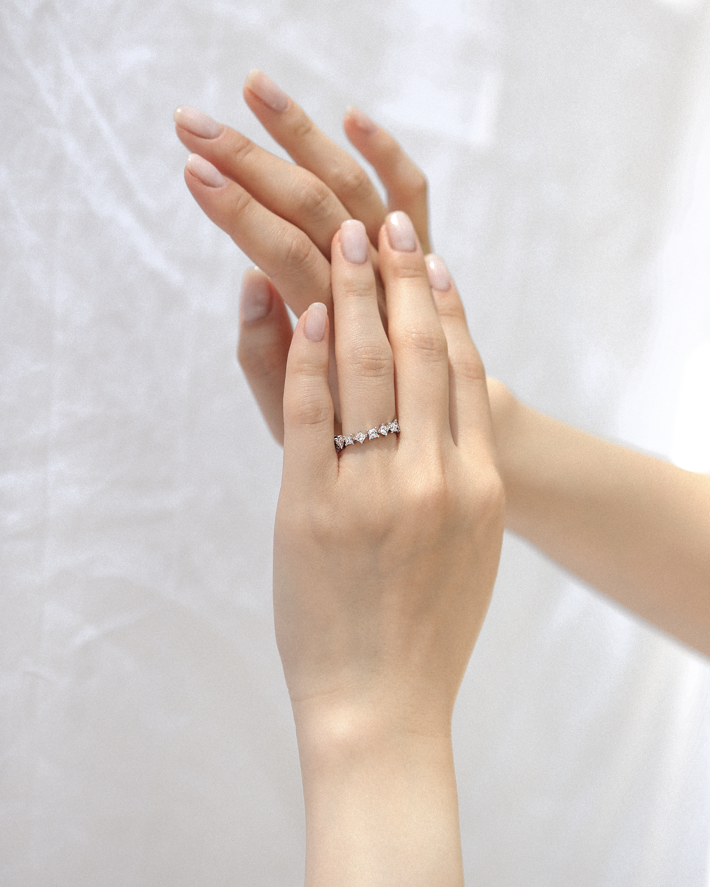 Exquisite Bride of May Wedding Band Inspired by 'Salt and Light' Logo | Ethically Sourced Princess Cut Diamonds with F-G Color, VS1-SI1 Clarity | Available in 18K Gold or Platinum | Handcrafted Luxury Jewelry in Melbourne | Rose, Yellow, or White Gold