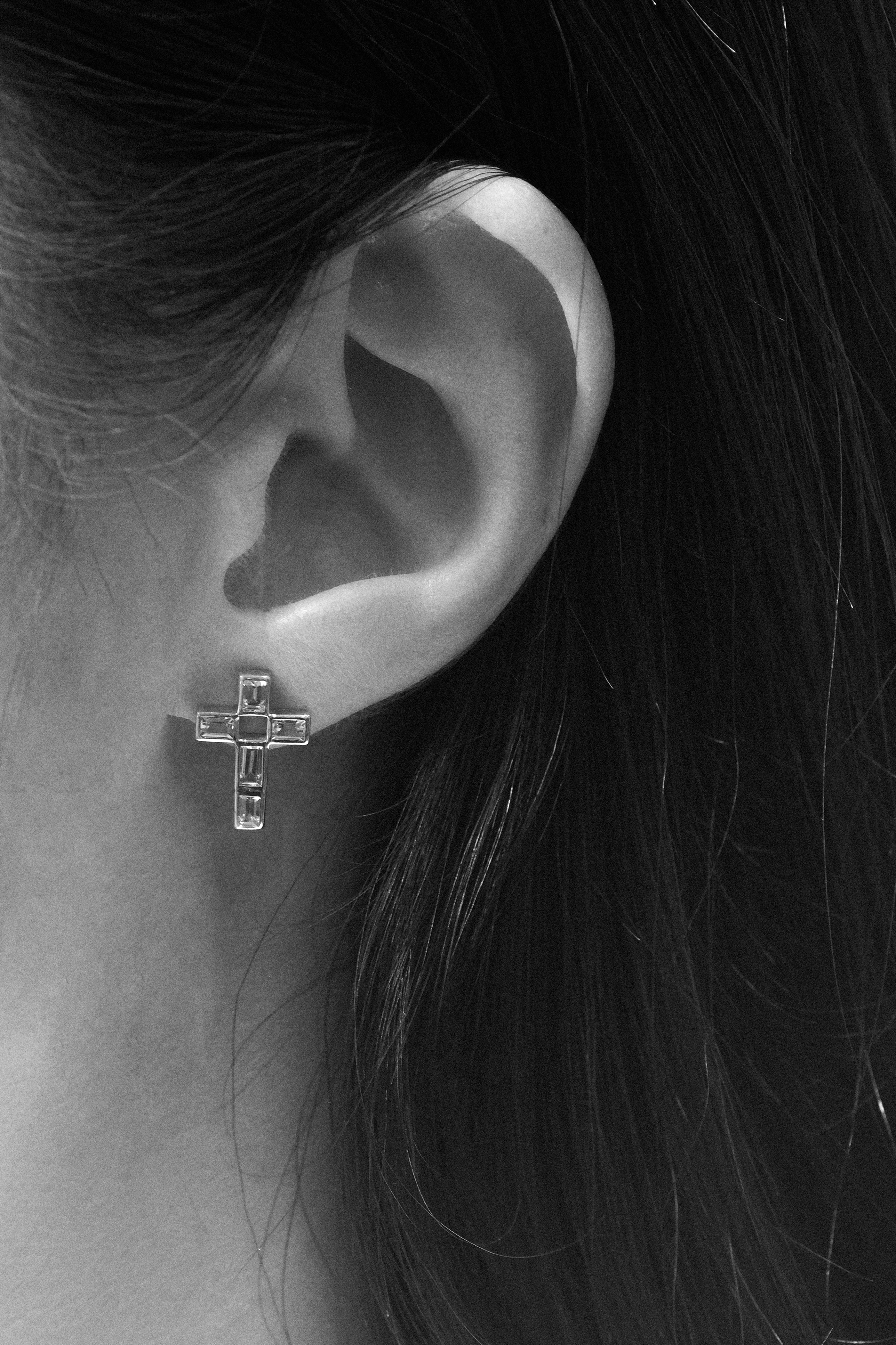 Earrings No. 1 | Part of the Cross Collection | 9K or 18K Gold in White or Yellow | Hand-Selected F-G Color, VS1-SI1 Clarity, Ethically Sourced Natural Diamonds | Approximate 0.7ct Diamond Carat Weight