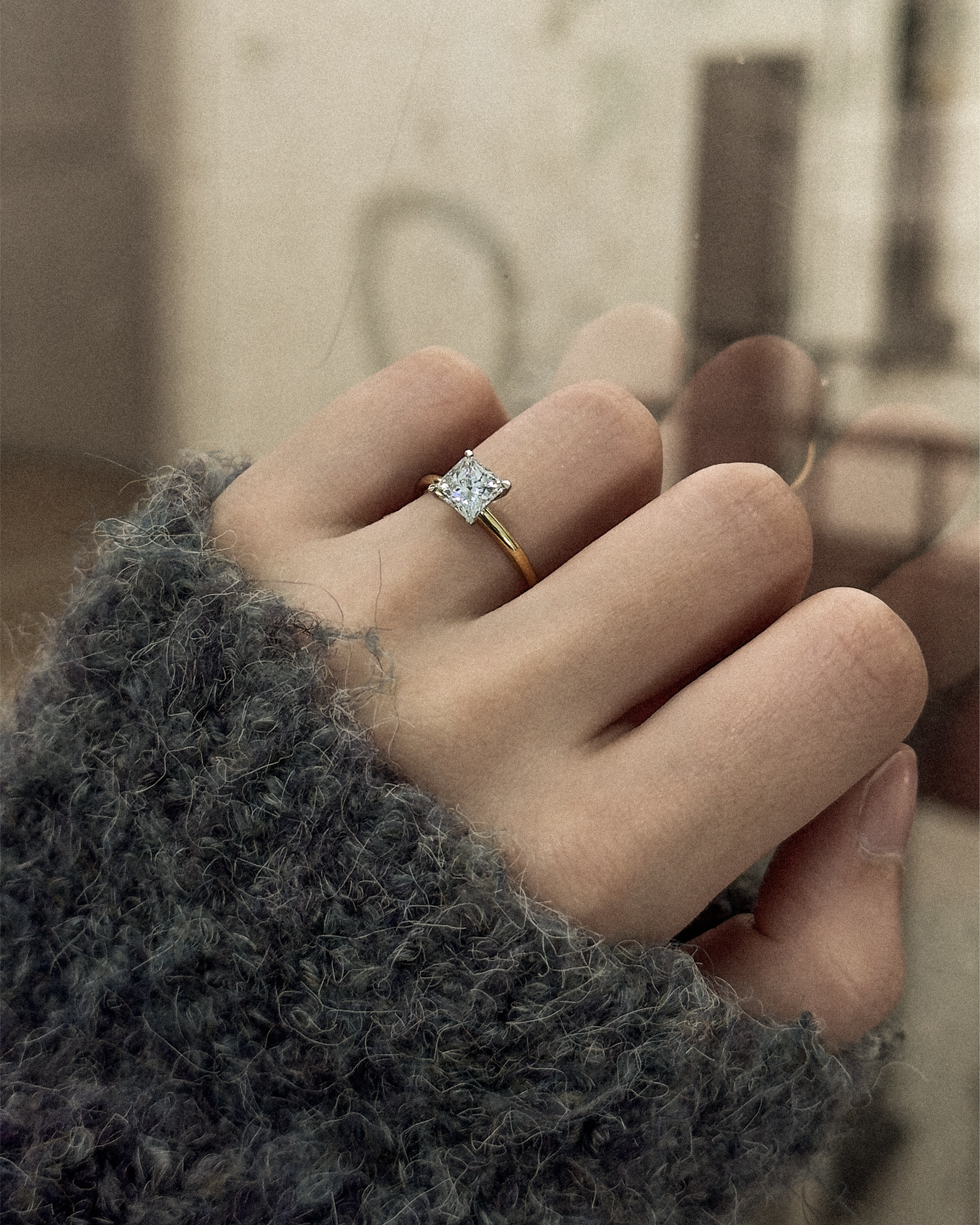 Engagement Ring with Princess Cut Diamond | Available in 18K Gold or Platinum | White, Yellow, or Rose Gold | Handcrafted with Precious Metals in Melbourne | Custom Bespoke Engagement Ring | Fine Jewelry Collection from Melbourne Jewellers