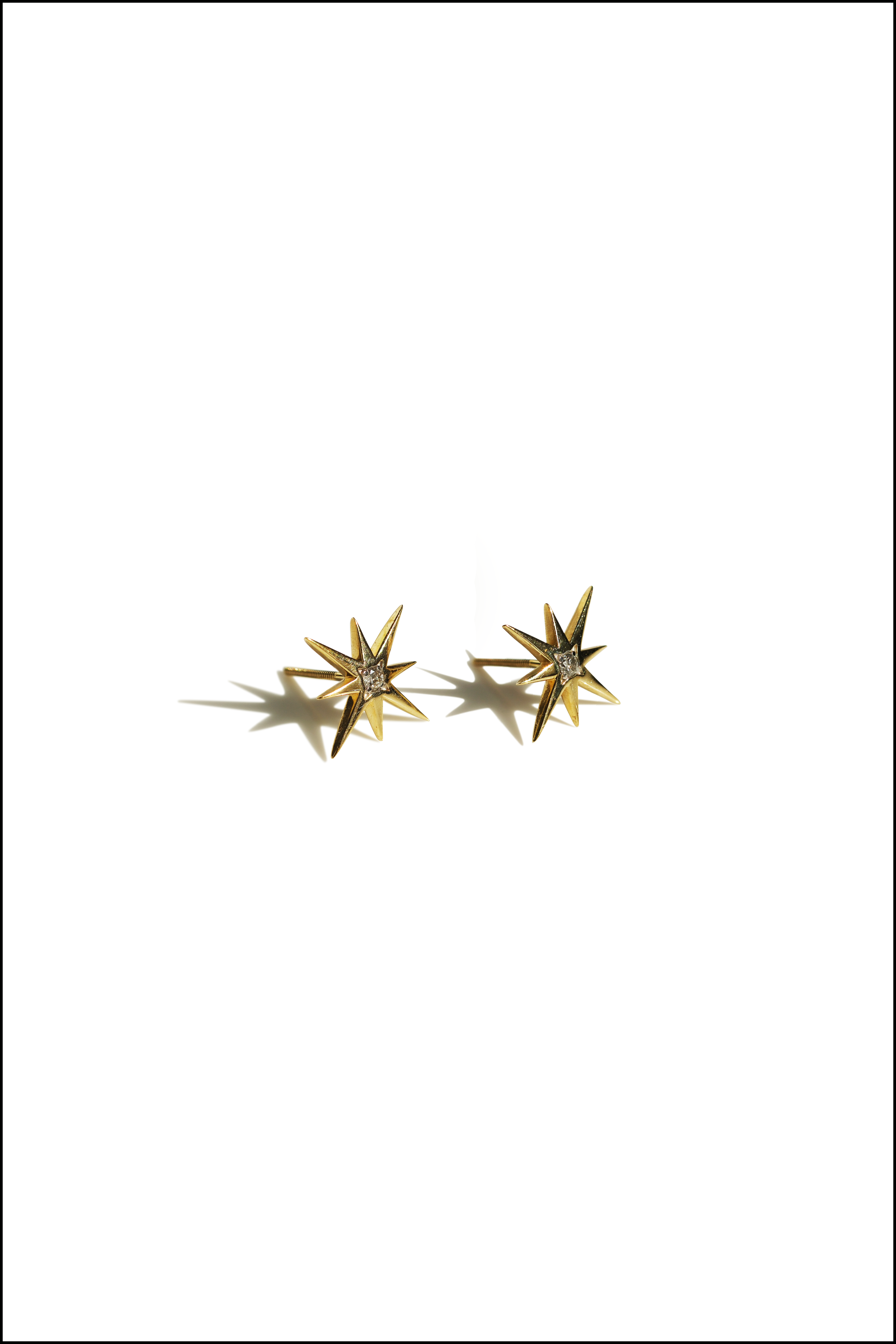 Retro Star Earrings | Chic, Stylish, and Vintage | Handcrafted in Melbourne with Silver, 9K or 18K White Gold | Featuring 0.020ct Diamonds | Color Gemstones and Birthstones Available Upon Request | Ideal for Designer Jewelry, Bespoke Jewelry, and Custom Jewelry Design