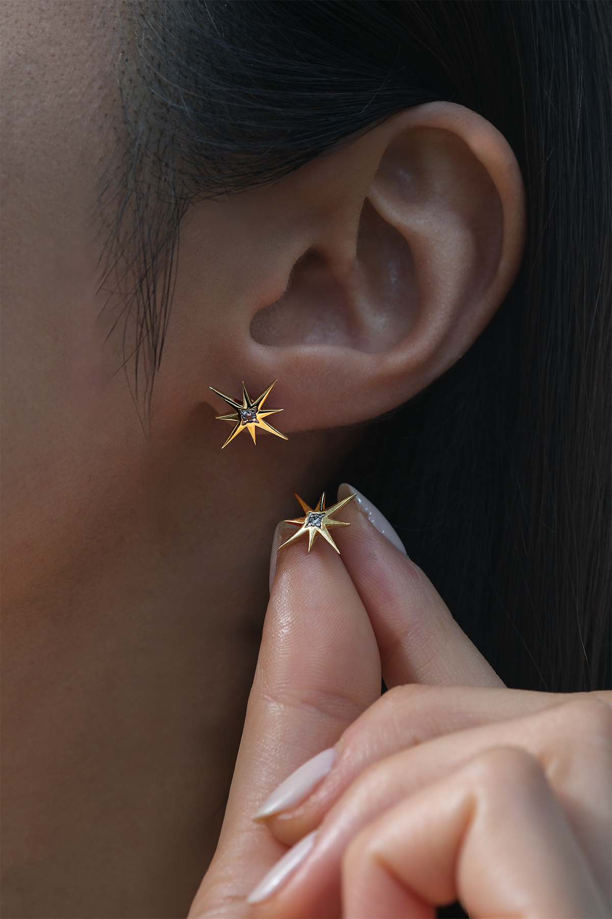 Retro Star Earrings | Chic, Stylish, and Vintage | Handcrafted in Melbourne with Silver, 9K or 18K White Gold | Featuring 0.020ct Diamonds | Color Gemstones and Birthstones Available Upon Request | Ideal for Designer Jewelry, Bespoke Jewelry, and Custom Jewelry Design