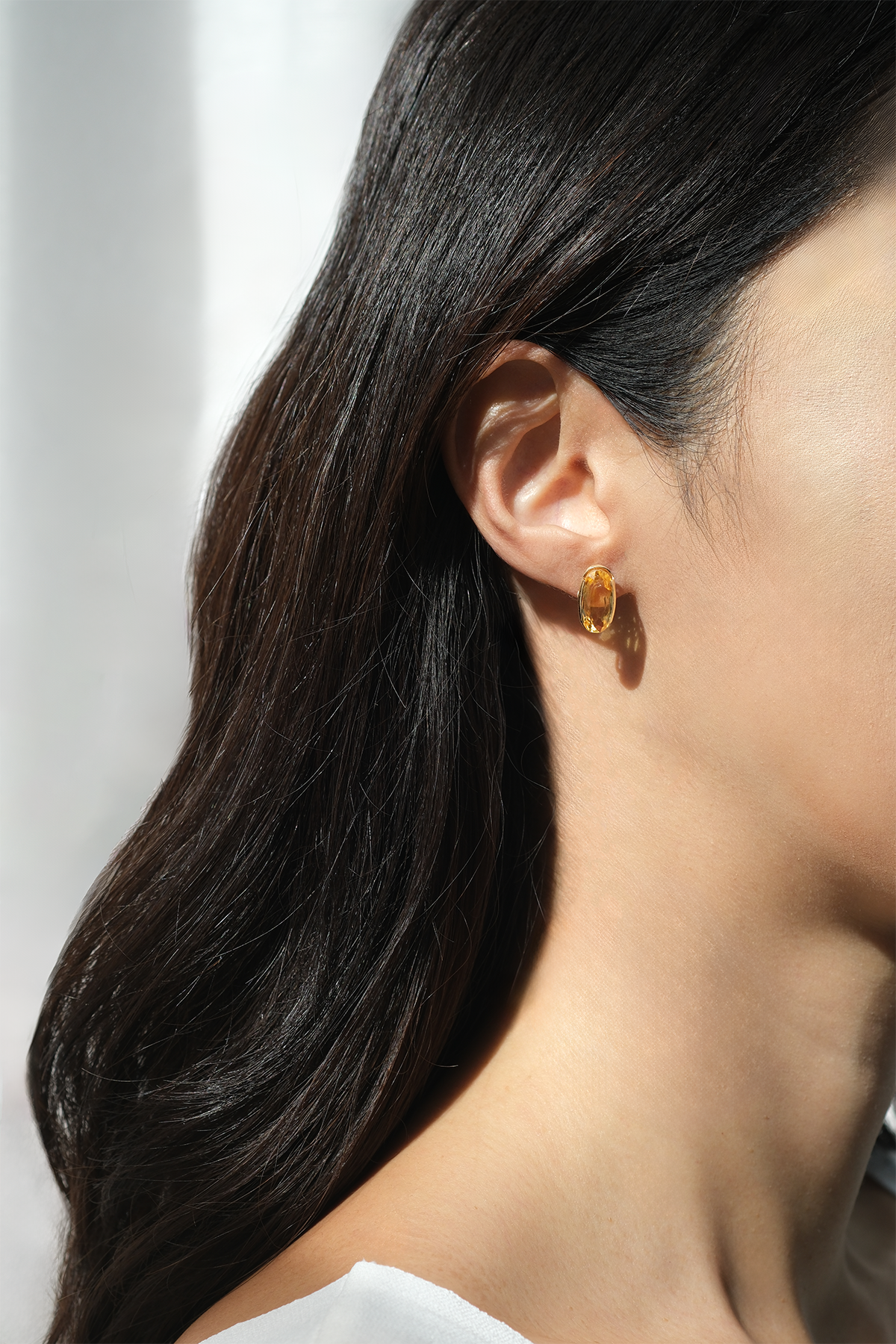 Oval Citrine Stud Earrings,goldearrings, studearrings , postearrings, uniqueearrings , elegantearrings,colorstoneearrings, citrineearrings