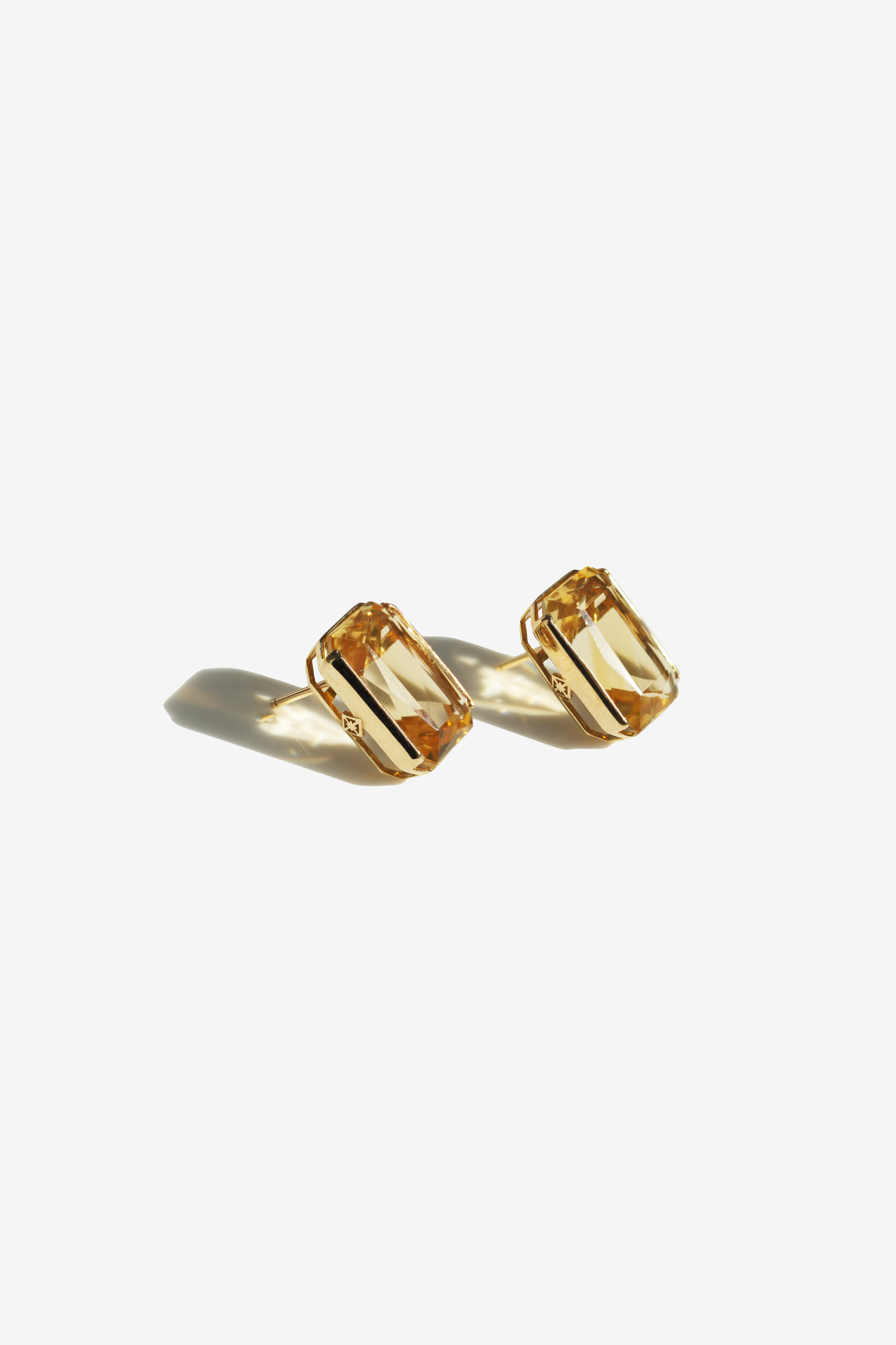 Emerald cut Citrine Stud Earrings