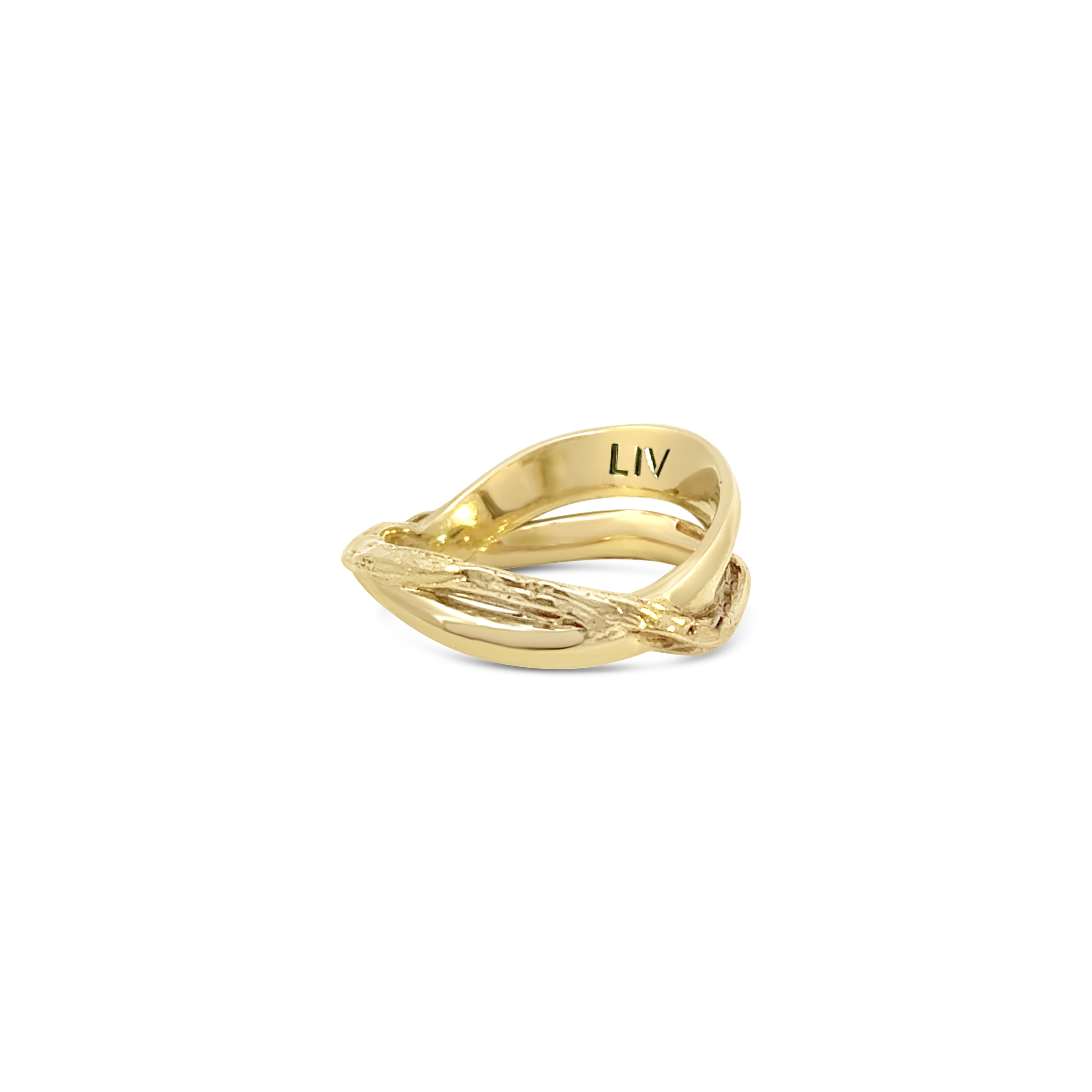 LIV RING, LIV PROJECT, ELLOW GOLD CURVY RING, YELLOW GOLD RING , FREEFORMED RING,DRESS RING